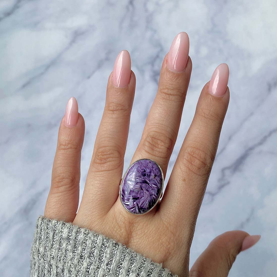 Charoite Adjustable Ring-(CHR-R-68.)